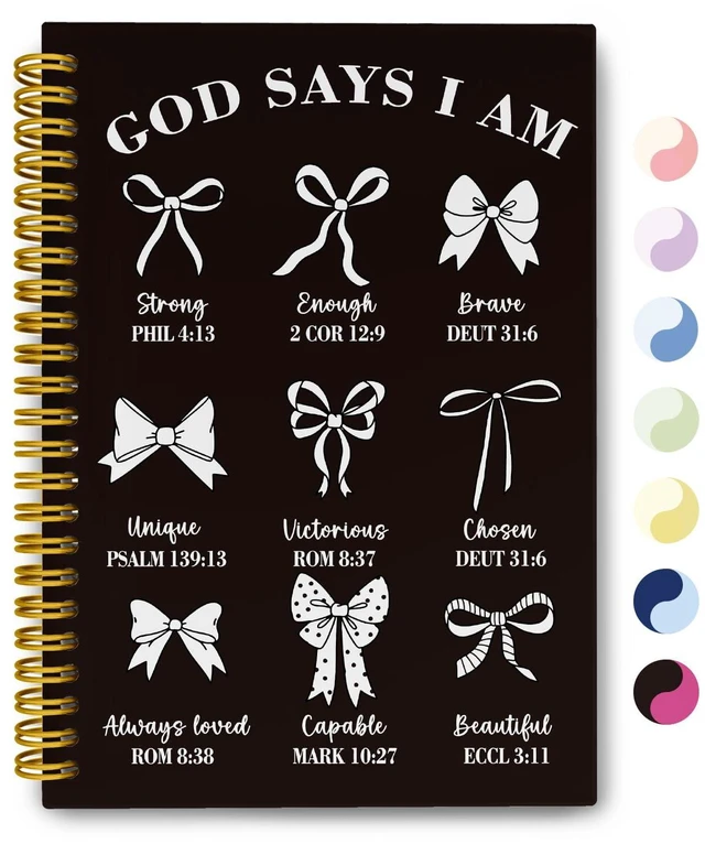 Main image of Black Bible Journal for Women, Christian Prayer Spiral Notebook Black Bow Hardcover Spiral Notebook for Church Notes, Bible Study Supplies, Christian Cute Gifts for Women, 5.5 x 8.3 Inch: Amazon.com