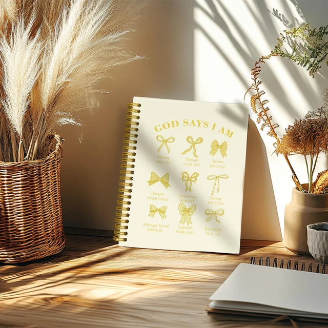 Alt view image 4 of 5 - Bible Journal for Women, Christian Prayer Journal Notebook Gifts for Teen Girls Kids, Bible Study Supplies, Cute Bows Church Faith Journaling Hardcover Spiral Notebook 5.5 X 8.3(Baby Yellow)