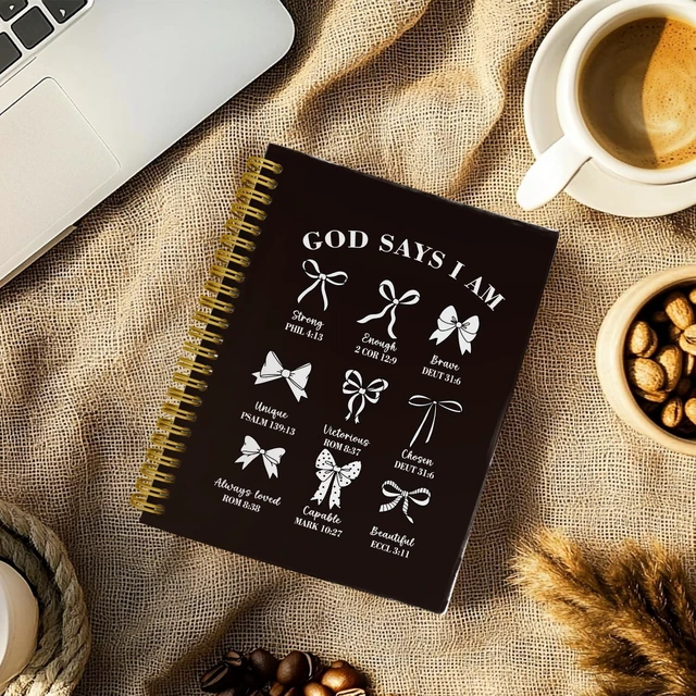 Alt view image 3 of 5 - Black Bible Journal for Women, Christian Prayer Spiral Notebook Black Bow Hardcover Spiral Notebook for Church Notes, Bible Study Supplies, Christian Cute Gifts for Women, 5.5 x 8.3 Inch: Amazon.com