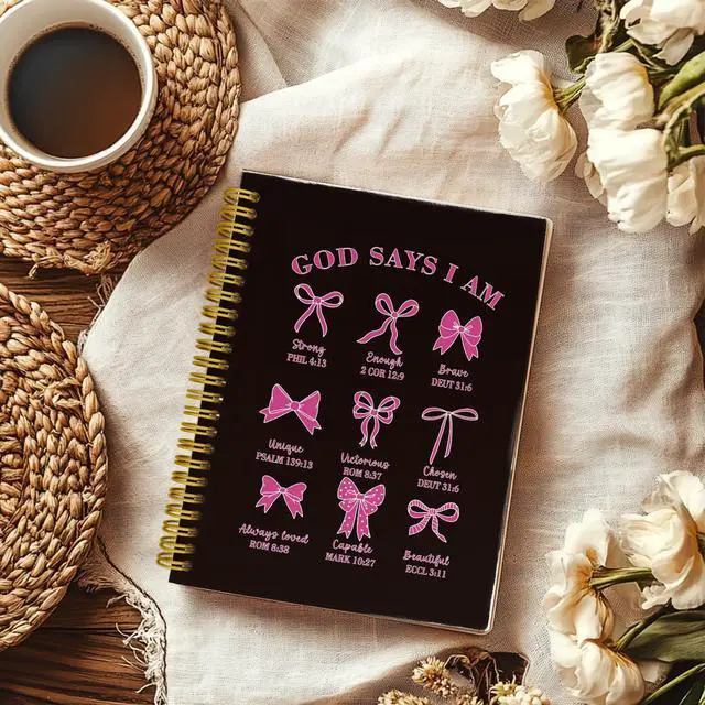 Alt view image 2 of 5 - Black Pink Bible Journal for Women, Prayer Journal for Teen Girls Coquette Bows Spiral Notebook for Church Notes, Bible Study Supplies, Cute Christian Gifts for Women, 5.5 x 8.3 Inch: Amazon.com