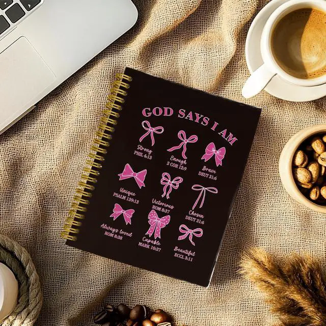Alt view image 3 of 5 - Black Pink Bible Journal for Women, Prayer Journal for Teen Girls Coquette Bows Spiral Notebook for Church Notes, Bible Study Supplies, Cute Christian Gifts for Women, 5.5 x 8.3 Inch: Amazon.com