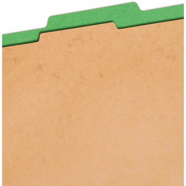 Alt view image 2 of 7 - Pressboard Classification File Folder with SafeSHIELD Fasteners, 1 Divider, 2" Expansion, Letter Size, Green, 10 per Box (13733) (Pack of 1)