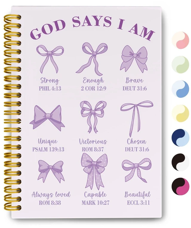 Main image of Purple Notebook, Christian Prayer Bible Notebook Journal for Women Purple Spiral Notebook for Church Notes, Coquette School Supplies, Christian Gifts for Women Teen Girls, 5.5 x 8.3 Inch