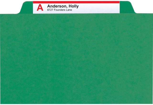 Alt view image 7 of 7 - Pressboard Classification File Folder with SafeSHIELD Fasteners, 1 Divider, 2" Expansion, Letter Size, Green, 10 per Box (13733) (Pack of 1)