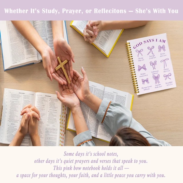 Alt view image 2 of 6 - Purple Notebook, Christian Prayer Bible Notebook Journal for Women Purple Spiral Notebook for Church Notes, Coquette School Supplies, Christian Gifts for Women Teen Girls, 5.5 x 8.3 Inch