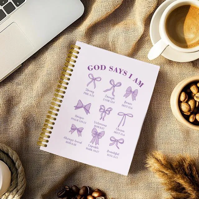 Alt view image 4 of 6 - Purple Notebook, Christian Prayer Bible Notebook Journal for Women Purple Spiral Notebook for Church Notes, Coquette School Supplies, Christian Gifts for Women Teen Girls, 5.5 x 8.3 Inch
