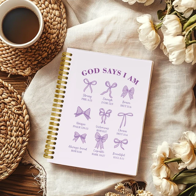Alt view image 3 of 6 - Purple Notebook, Christian Prayer Bible Notebook Journal for Women Purple Spiral Notebook for Church Notes, Coquette School Supplies, Christian Gifts for Women Teen Girls, 5.5 x 8.3 Inch