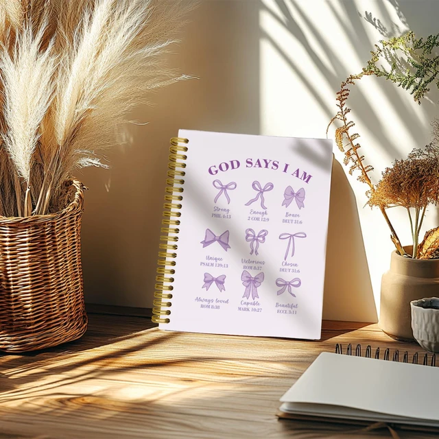 Alt view image 5 of 6 - Purple Notebook, Christian Prayer Bible Notebook Journal for Women Purple Spiral Notebook for Church Notes, Coquette School Supplies, Christian Gifts for Women Teen Girls, 5.5 x 8.3 Inch