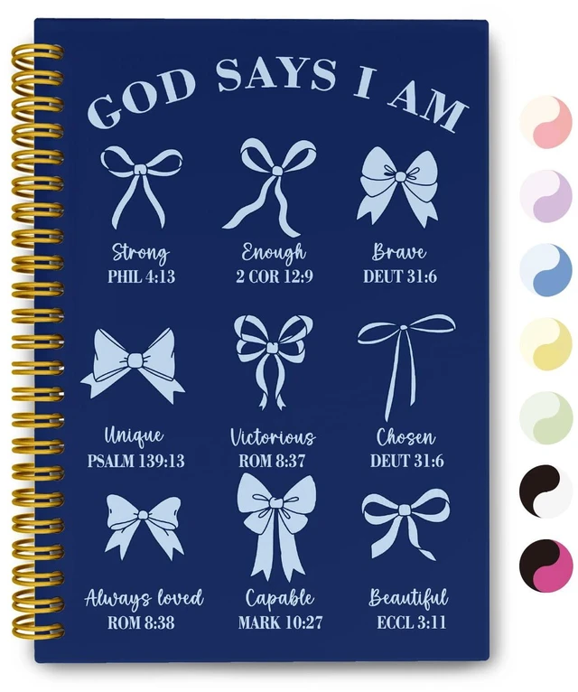 Main image of Navy Blue Bible Journal for Women, Christian Prayer Notebook Navy Blue Hardcover Spiral Notebook for Church Notes, Bible Study Supplies, Christian Coquette Gifts for Women, 5.5 x 8.3 In: Amazon.com