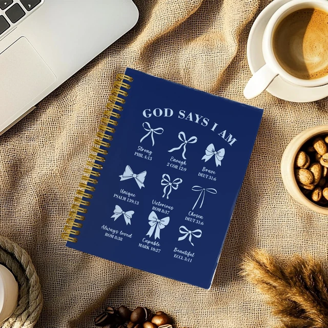 Alt view image 3 of 5 - Navy Blue Bible Journal for Women, Christian Prayer Notebook Navy Blue Hardcover Spiral Notebook for Church Notes, Bible Study Supplies, Christian Coquette Gifts for Women, 5.5 x 8.3 In: Amazon.com