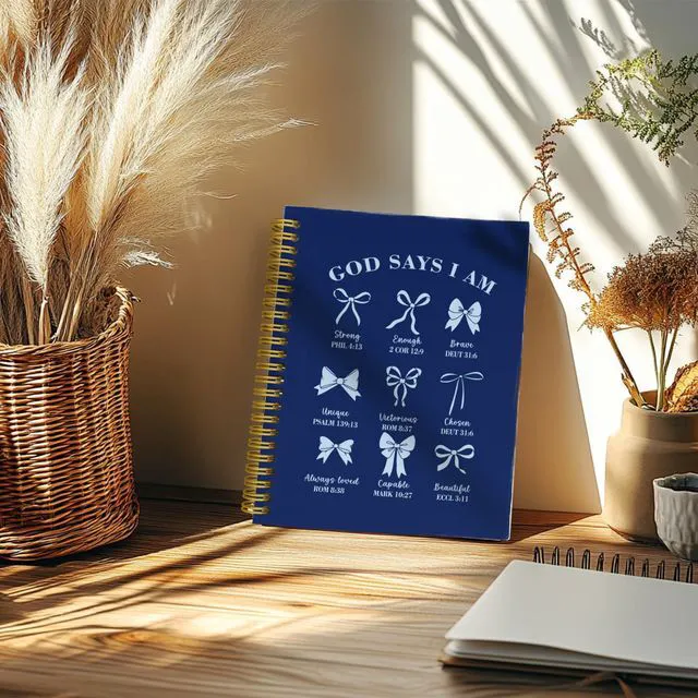 Alt view image 4 of 5 - Navy Blue Bible Journal for Women, Christian Prayer Notebook Navy Blue Hardcover Spiral Notebook for Church Notes, Bible Study Supplies, Christian Coquette Gifts for Women, 5.5 x 8.3 In: Amazon.com