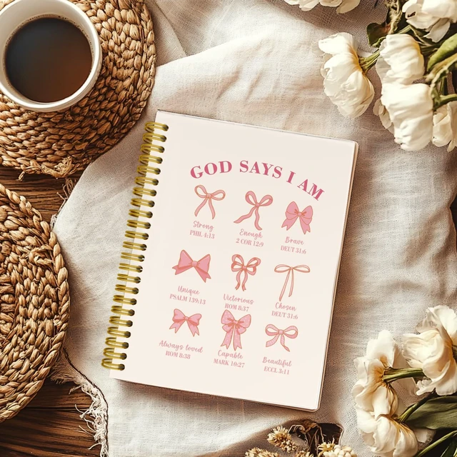 Alt view image 3 of 6 - Pink Bible Journal for Women, Christian Prayer Journal for Teen Girls Coquette Bow Spiral Notebook for Church Notes, Bible Study Supplies, Cute Christian Gifts for Women Teen Girls, 5.5 x 8.3 in