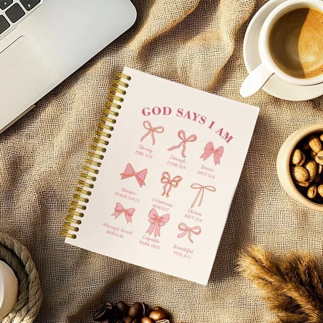 Alt view image 4 of 6 - Pink Bible Journal for Women, Christian Prayer Journal for Teen Girls Coquette Bow Spiral Notebook for Church Notes, Bible Study Supplies, Cute Christian Gifts for Women Teen Girls, 5.5 x 8.3 in