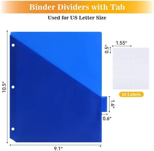 Alt view image 3 of 7 - 8-Tab Dividers for 3 Ring Binder, 24 Count Binder Dividers with Pockets, Subject Dividers, 3-Hole Plastics Sheets Protectors for US Letter Size in 0.5", 1",2" Binders, Vibrant 8 Color, 3 Packs