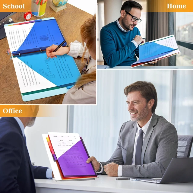 Alt view image 7 of 7 - 8-Tab Dividers for 3 Ring Binder, 24 Count Binder Dividers with Pockets, Subject Dividers, 3-Hole Plastics Sheets Protectors for US Letter Size in 0.5", 1",2" Binders, Vibrant 8 Color, 3 Packs