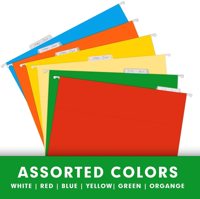 Alt view image 4 of 7 - Extra Capacity Hanging File Folders, 60 Pack Letter Size Reinforced Hanging Folders with Heavy Duty 1 Inch Expansion for Bulky Files, Filing Cabinet, Adjustable Tabs, Assorted Colors