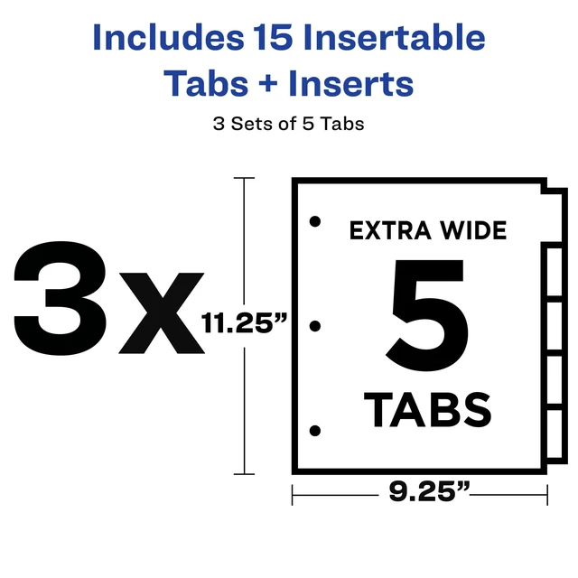Alt view image 3 of 7 - Big Tab Insertable Plastic Dividers, 5-Tab, Pastel, 3 Sets For Organizing Binders and Recipes, Wide Tabs Extend Beyond Sheet Protectors, Printable Inserts, Attached Pocket, Wipes Clean
