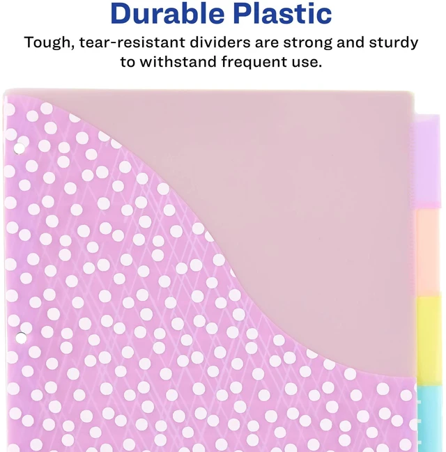 Alt view image 5 of 7 - Big Tab Insertable Plastic Dividers, 5-Tab, Pastel, 3 Sets For Organizing Binders and Recipes, Wide Tabs Extend Beyond Sheet Protectors, Printable Inserts, Attached Pocket, Wipes Clean