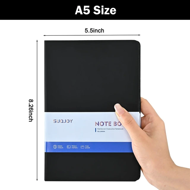 Alt view image 2 of 6 - Lined Journal Notebooks, 4 Pack 160 Pages, 5.5x 8.2-Inch Journals for Women Men, Hardcover Notebook with 100 gsm Thick Paper, A5 Size College Ruled Notebook for Writing/Travel/Work (Black-4 Pack)