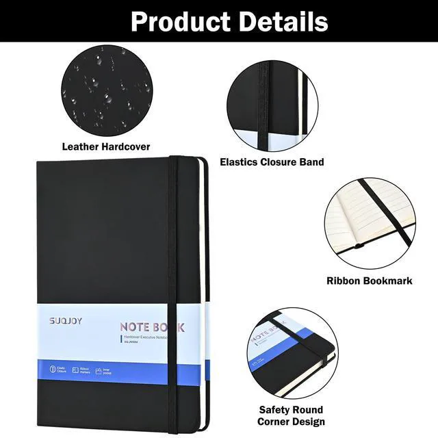 Alt view image 3 of 6 - Lined Journal Notebooks, 4 Pack 160 Pages, 5.5x 8.2-Inch Journals for Women Men, Hardcover Notebook with 100 gsm Thick Paper, A5 Size College Ruled Notebook for Writing/Travel/Work (Black-4 Pack)