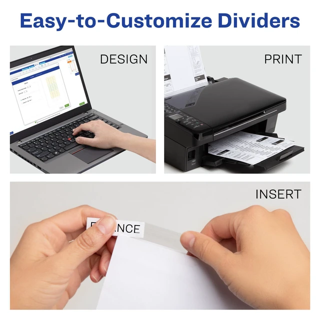 Alt view image 4 of 7 - Extra-Wide Big Tab Insertable Dividers for 3 Ring Binders, 5 Tab Sets, White Paper, Clear Tabs, Works With Sheet Protectors, 6 Sets (41121)