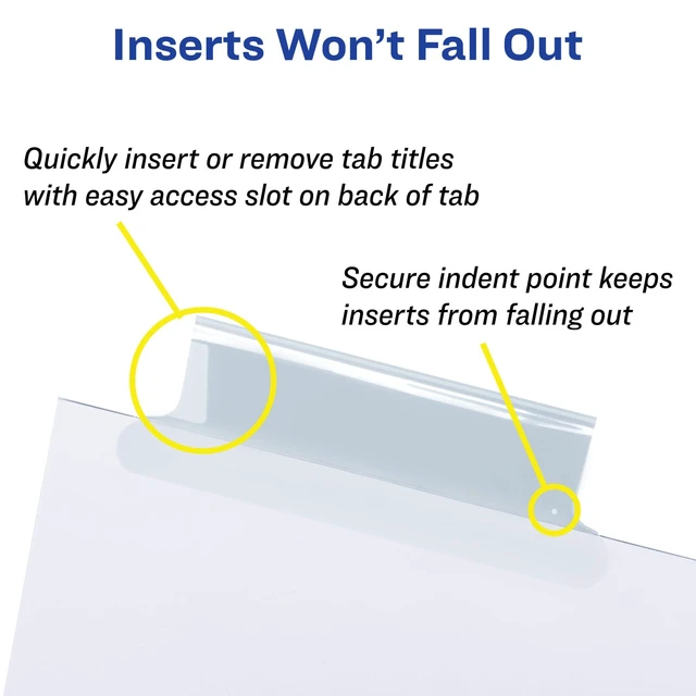 Alt view image 5 of 7 - Extra-Wide Big Tab Insertable Dividers for 3 Ring Binders, 5 Tab Sets, White Paper, Clear Tabs, Works With Sheet Protectors, 6 Sets (41121)