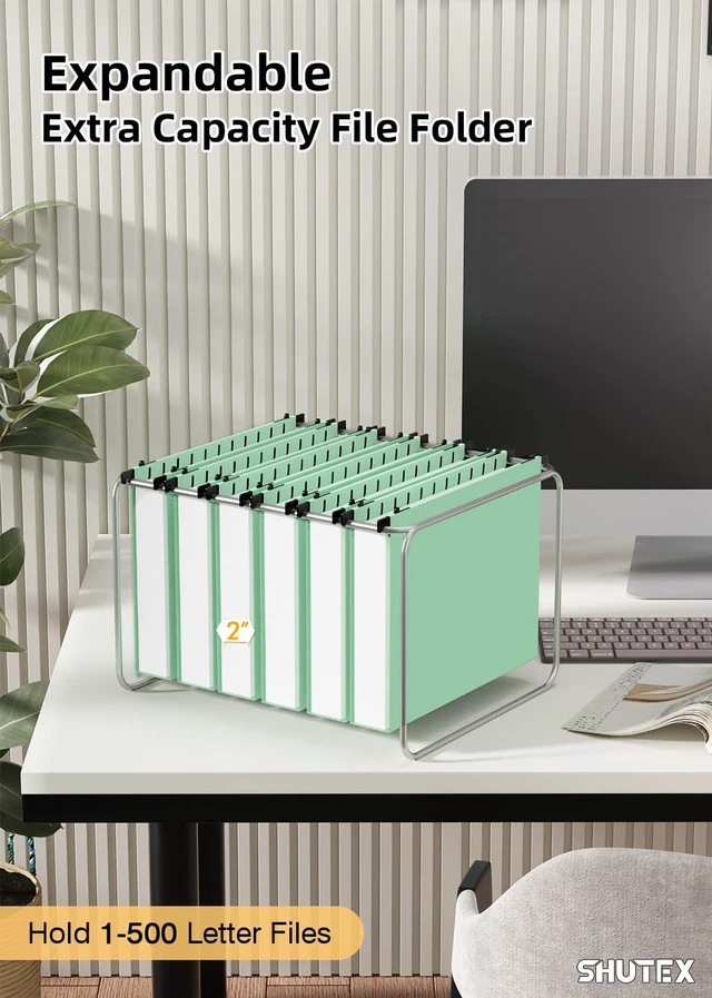 Alt view image 4 of 7 - Plastic Hanging File Folder, 12 Pack, Letter Size, Sage Green Extra Capacity,12 Pack Reinforced Hang Folders,Heavy Duty 2 Inch Expansion,Filing Cabinet Folder for Bulk Files/Medical Chart