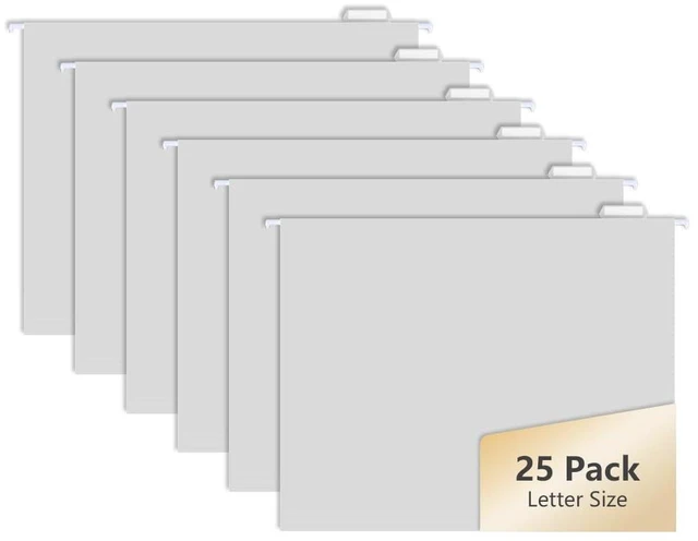 Main image of 25pcs Grey Hanging File Folders, Pastel Color Design,Letter Size with 1/5 Adjustable Cut Tabs,Decorative,Drawer,Desk and Cabinet Use