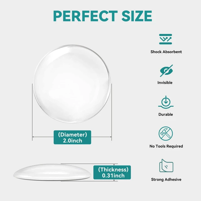 Alt view image 2 of 7 - Door Stoppers for Wall, 2" Clear Silicone Door Knob Wall Protectors 12 Pack Strong Self-Adhesive Door Stop Bumpers, Quiet & Shock-Absorbing, Multi-Surface Use, Easy to Install, Prevents Wall Damage