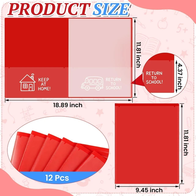 Alt view image 2 of 7 - 12 Pcs Take Home Folders for Elementary Students,Homework Folders Red,11.81 x 9.45 In,Back to School 2 Pocket Folders,Parent Teacher Communication Folders,Clear Front Pocket 4 Inner Pocket