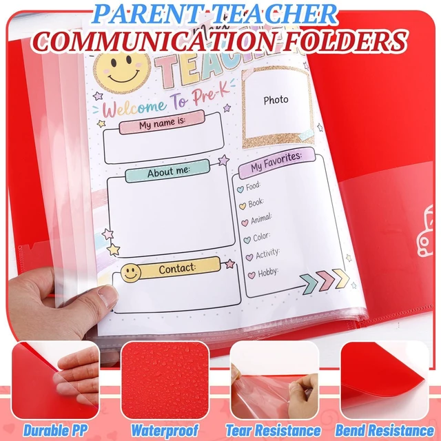 Alt view image 4 of 7 - 12 Pcs Take Home Folders for Elementary Students,Homework Folders Red,11.81 x 9.45 In,Back to School 2 Pocket Folders,Parent Teacher Communication Folders,Clear Front Pocket 4 Inner Pocket