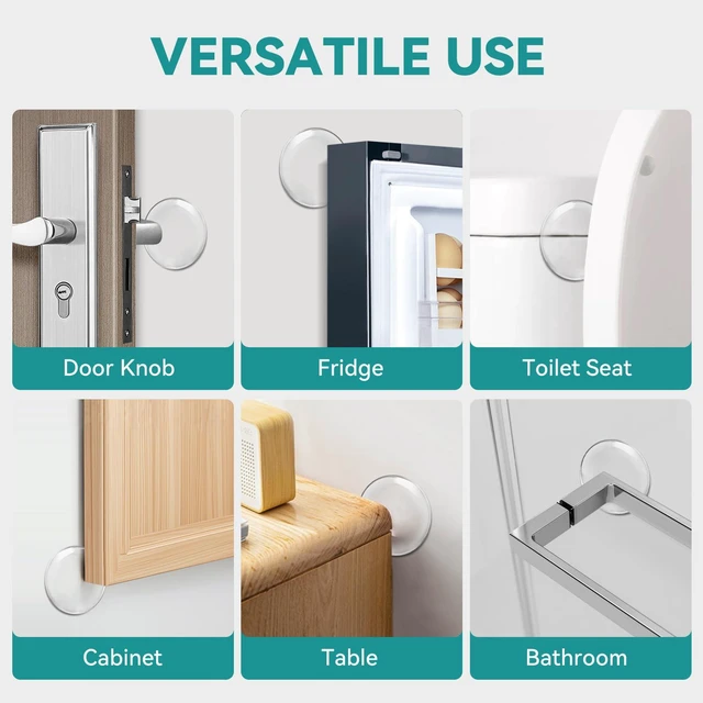 Alt view image 7 of 7 - Door Stoppers for Wall, 2" Clear Silicone Door Knob Wall Protectors 12 Pack Strong Self-Adhesive Door Stop Bumpers, Quiet & Shock-Absorbing, Multi-Surface Use, Easy to Install, Prevents Wall Damage