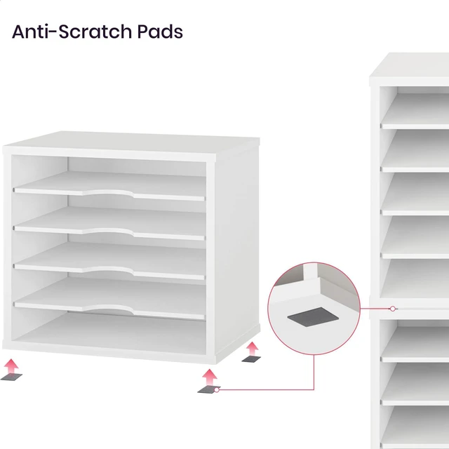 Alt view image 5 of 7 - File Organizer Paper Sorter, 5 Tier Adjustable Shelves Office Desk Organizer, 13 5/8" x 9 1/4" x 12", White
