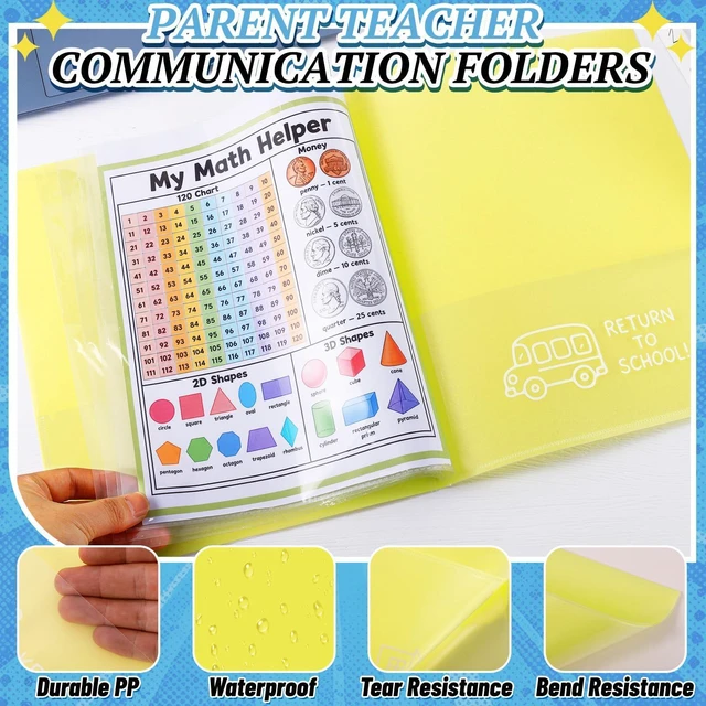 Alt view image 4 of 7 - 12 Pcs Take Home Folders for Elementary Students,Homework Folders Yellow,11.81 x 9.45 In,Back to School 2 Pocket Folders,Parent Teacher Communication Folders,Clear Front Pocket 4 Inner Pocket