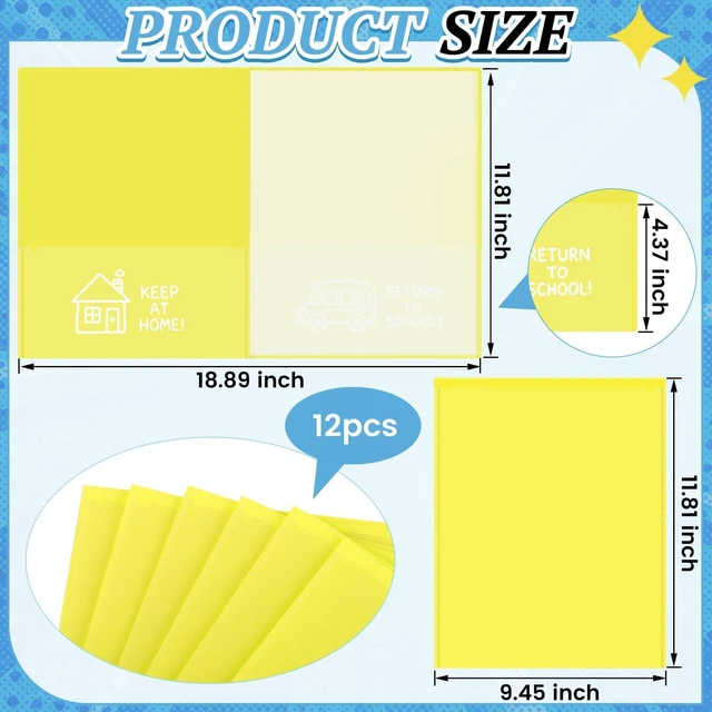 Alt view image 2 of 7 - 12 Pcs Take Home Folders for Elementary Students,Homework Folders Yellow,11.81 x 9.45 In,Back to School 2 Pocket Folders,Parent Teacher Communication Folders,Clear Front Pocket 4 Inner Pocket
