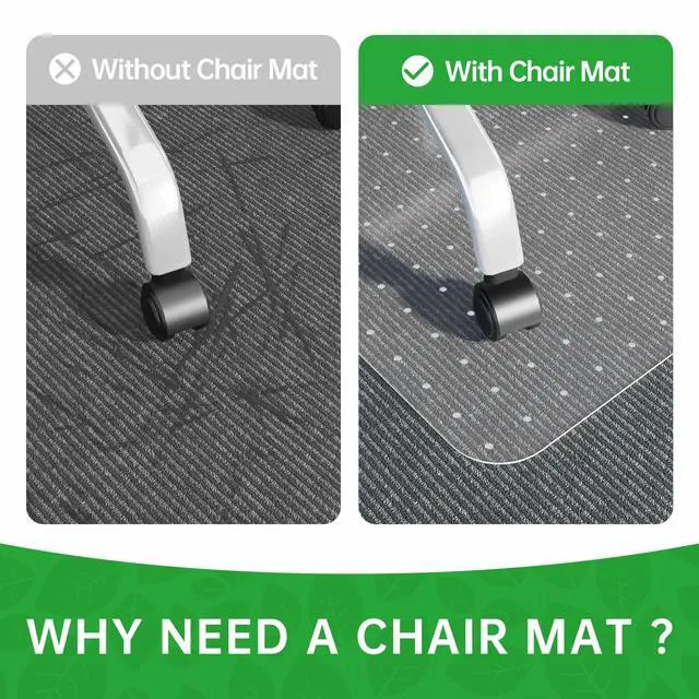 Alt view image 2 of 3 - Office Chair Mat for Carpet, 30" x 48" Clear Desk Chair Mat for Low Pile Carpeted Floors- Easy Glide Plastic Floor Mat for Office Chair on Carpet