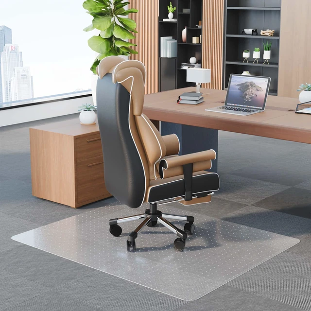 Alt view image 3 of 3 - Office Chair Mat for Carpet, 30" x 48" Clear Desk Chair Mat for Low Pile Carpeted Floors- Easy Glide Plastic Floor Mat for Office Chair on Carpet