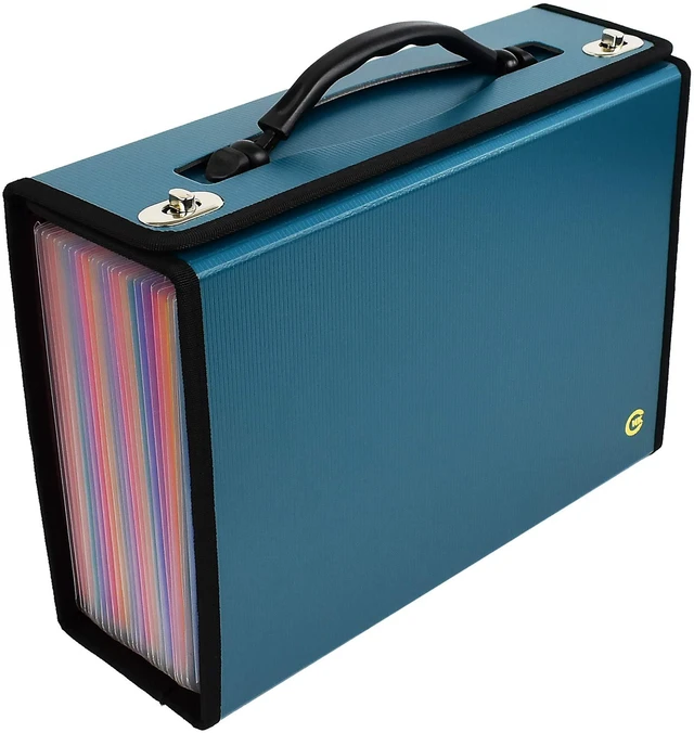 Main image of Accordion File Organizer - 36 Pocket Teal Folder with Ergonomic Handle, Double Lock Buckles, Protects Documents, Durable Polypropylene, 8.5 x 11 in