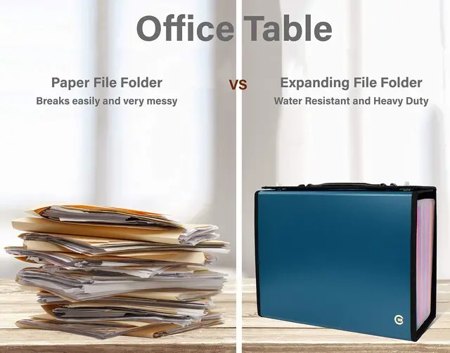 Alt view image 7 of 7 - Accordion File Organizer - 36 Pocket Teal Folder with Ergonomic Handle, Double Lock Buckles, Protects Documents, Durable Polypropylene, 8.5 x 11 in