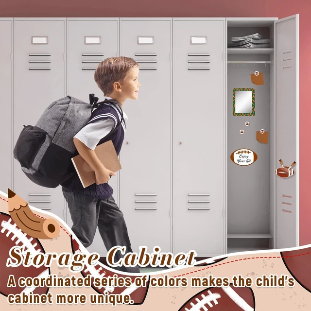 Alt view image 6 of 7 - 12 Pcs Locker Accessories Kit Rugby Themed Magnetic Whiteboard Mirror Pen Holder for Back to School Essentials Locker Decorations