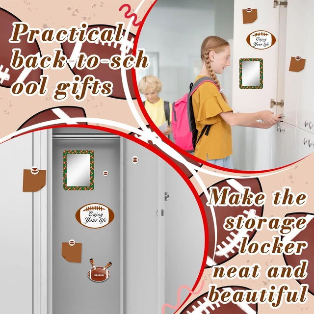 Alt view image 7 of 7 - 12 Pcs Locker Accessories Kit Rugby Themed Magnetic Whiteboard Mirror Pen Holder for Back to School Essentials Locker Decorations