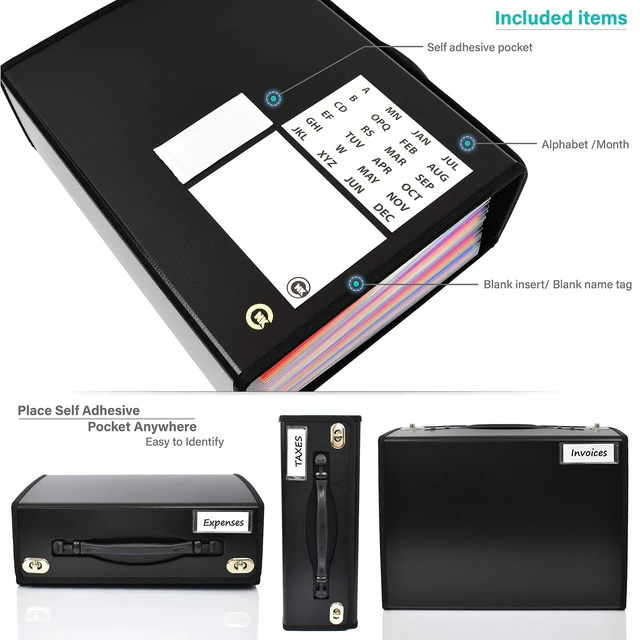 Alt view image 5 of 7 - Accordion File Folders with 36 Pockets Organizer for Document Paper Storage Folder Documents Expanding Binder Folio Pocket Receipt Filing Expandable Files Dividers Labels Letter Durable Handle