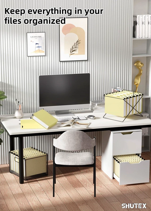 Alt view image 7 of 7 - Plastic Hanging File Folder, 12 Pack, Letter Size, Cream Yellow Extra Capacity,12 Pack Reinforced Hang Folders,Heavy Duty 2 Inch Expansion,Filing Cabinet Folder for Bulk Files/Medical Chart