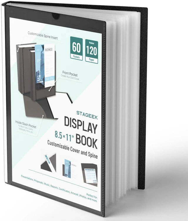Main image of 60-Pocket Portfolio Binder Display 120 Pages, 8.5x11 Binder with Plastic Sleeves, Portfolio Folder with Clear Sheet Protectors, Presentation Book for Artwork Document Organize