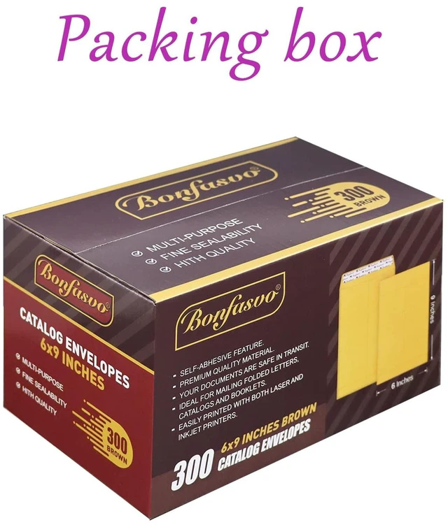 Alt view image 5 of 5 - 300 Pack 6x9 Brown Catalog Envelopes Peel & Seal Security Mailing Envelopes 120GSM Kraft Paper self Seal Envelopes for Invitations Papers Photos Documents Pictures Papers Files