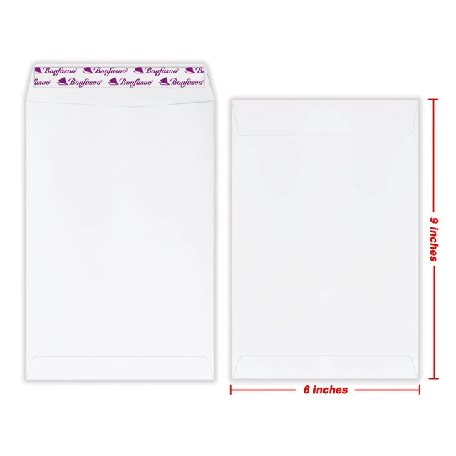Alt view image 2 of 5 - 300 Pack 6x9 White Catalog Envelopes Peel & Seal Security Mailing Envelopes 120GSM Kraft Paper self Seal Envelopes for Invitations Papers Photos Documents Pictures Papers Files