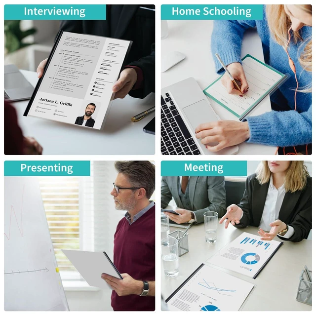 Alt view image 7 of 7 - Clear Report Covers with Sliding Bars, 25 Sheet Capacity, 40 Pack Clear Report Covers for A4 and Letter Size, 5mm Bars, 5.5 Mil Thick, Black, for Resumes, Presentations, School and Business