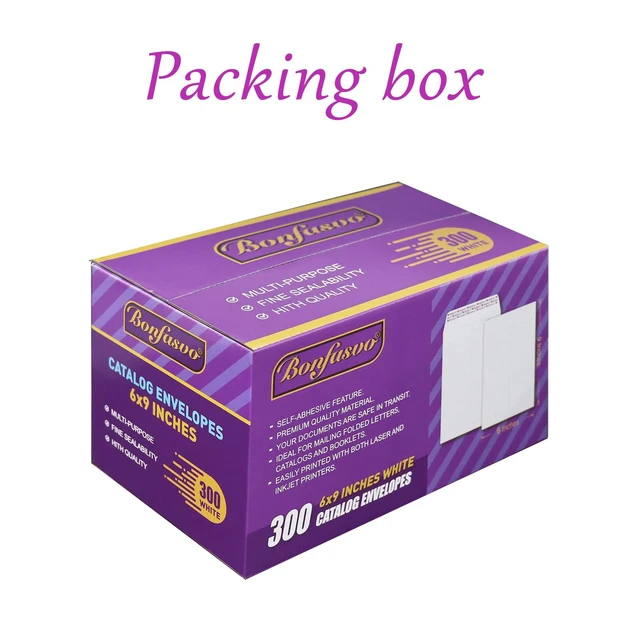 Alt view image 5 of 5 - 300 Pack 6x9 White Catalog Envelopes Peel & Seal Security Mailing Envelopes 120GSM Kraft Paper self Seal Envelopes for Invitations Papers Photos Documents Pictures Papers Files