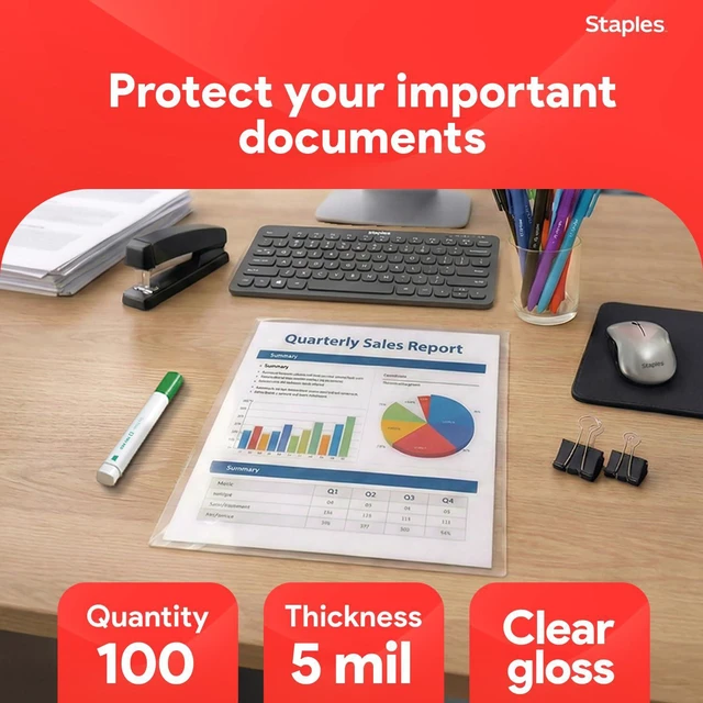 Alt view image 2 of 7 - Thermal Laminating Pouches, Letter Size, 5 Mil, 100/Pack 9 x 11.5 inch pouches protect documents for office, school, and home use