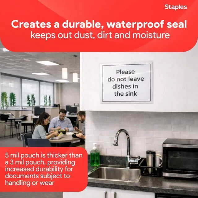 Alt view image 4 of 7 - Thermal Laminating Pouches, Letter Size, 5 Mil, 100/Pack 9 x 11.5 inch pouches protect documents for office, school, and home use